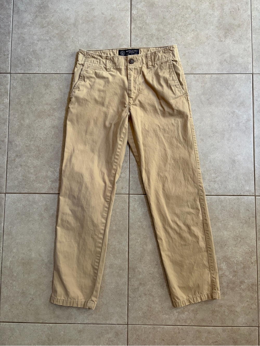 American Eagle Mens Khaki Original Slim Straight chino Pants Cotton Size 28X30